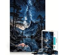 Rompecabezas de 1000 Piezas Cielo Nocturno sobre Lago de montaña para Adolescentes Juguete Que estimula la lógica y Alivia la tensión Borde de Calidad Artículo de Santa Claus (50x75cm)