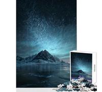 Rompecabezas de 1000 Piezas: Cielo Nocturno sobre montañas Nevadas de Islandia Juguete Educativo Regalo de cumpleaños Juego práctico con póster a Juego y Hoja de Trivia Tamaño 38x26cm