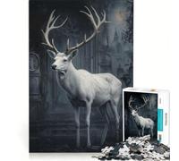 Rompecabezas de 1000 Piezas Ciervo Blanco en ruinas Juego práctico interacción Entre Padres e Hijos colección de Artistas Bellas Artes 38x26cm