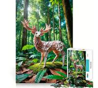 Rompecabezas de 1000 Piezas Ciervo de Origami en el Bosque para Adolescentes Rompecabezas con Efecto de Memoria, Ligero y Relajante Ideal para armar (38x52cm)
