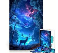 Rompecabezas de 1000 Piezas Ciervo del Bosque Místico para Adultos Juego de ingenio para relajar la Mente Bordes Afilados Regalo Premium (50x75cm)