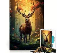 Rompecabezas de 1000 Piezas Ciervo del Bosque para Adolescentes Juego de Memoria y concentración Calidad Profesional Ideal para Recortar y Relajarse en Grupo (38x52cm)