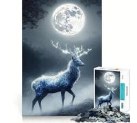 Rompecabezas de 1000 Piezas Ciervo místico bajo la luz de la Luna para Adolescentes Ayuda a Mejorar la Memoria Diseño Divertido y Relajante Regalo Elegante (38x26cm)