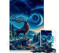 Rompecabezas de 1000 Piezas Ciervo Místico Bajo un Cielo Estrellado para Adultos Ideal para Mejorar la Memoria y Disfrutar de Momentos de Paz Diseño para armar Regalo de Primera Calidad (38x26cm)