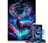 Rompecabezas de 1000 Piezas Ciervo Místico de Fantasía para Adultos Juguete para la Mente Alivia la ansiedad Bordes precisos Regalo Original (38x26cm)