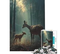Rompecabezas de 1000 Piezas Ciervo y Cervatillo en el Bosque Juego Familiar Que desafía la Inteligencia Juguetes adictivos Gran Regalo para los Amantes de los Juegos Que mejoran la Memoria (38x52cm)