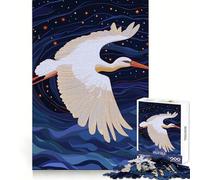 Rompecabezas de 1000 Piezas Cigüeña Blanca Deslizándose en un Cielo Estrellado para Adultos Ideal para Relajarse y aliviar el estrés Bordes precisos Un Regalo Encantador (38x26cm)