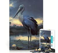 Rompecabezas de 1000 Piezas Cigüeña picozapato al Atardecer para Adultos Juguete de lógica Mental, sin estrés, Corte Firme, Regalo increíble 38x52cm