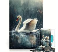 Rompecabezas de 1000 Piezas Cisne bajo la Lluvia para Adolescentes Juguete Que desafía la Mente Pasatiempo Relajante Corte preciso Un Regalo Encantador 38x52cm