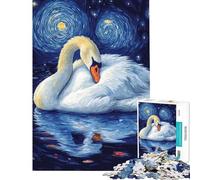 Rompecabezas de 1000 Piezas Cisne bajo la Noche Estrellada Difícil y desafiante Decoración para el hogar Juego práctico para Mayores de 14 años Juego de Rompecabezas ofrecido (50x75cm)