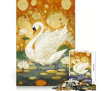 Rompecabezas de 1000 Piezas Cisne Blanco con alas extendidas para Adultos Ideal para Mejorar la Memoria, un pasatiempo Tranquilo y un Regalo Memorable (38x26cm)