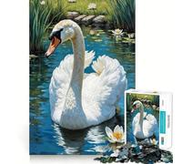Rompecabezas de 1000 Piezas Cisne Blanco en Estanque para Adolescentes Desarrolla la Mente y es Divertido Tamaño Uniforme Piezas precisas Actividad Relajante para Grupos en Interiores (38x26cm)