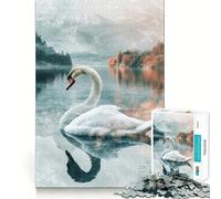 Rompecabezas de 1000 Piezas Cisne en un Lago Tranquilo para Adolescentes Mejora la Memoria Diversión Relajante Bordes precisos Regalo Ideal 38x52cm