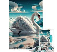 Rompecabezas de 1000 Piezas Cisne en un Paisaje Surrealista Juguetes educativos para Juegos de Aprendizaje Un desafío difícil Ideas de Regalo (Tamaño 38x52cm)