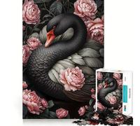 Rompecabezas de 1000 Piezas Cisne Negro y Rosas Diseño con Corte preciso Juego de ingenio Regalo Ideal para Jugar Juego fácil Regalo Divertido para cumpleaños 50x75cm