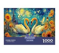 Rompecabezas de 1000 Piezas Cisnes en una Noche Estrellada, difícil, desafiante y difícil, Ideal para Adultos (52 x 38 cm, 1000 Piezas).