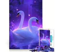 Rompecabezas de 1000 Piezas Cisnes Enamorados para Adolescentes Juguete cognitivo Ocio Suave Ensamblaje de Patrones Pieza de Arte 50x75cm