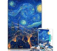 Rompecabezas de 1000 Piezas Ciudad bajo el Cielo Nocturno para Adolescentes, Juguetes educativos, Juegos Familiares, Regalos y cumpleaños únicos, 50x75cm