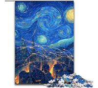 Rompecabezas de 1000 Piezas Ciudad bajo el Cielo Nocturno para Adultos, Pasar el rato y fomentar el Amor en Pareja 50x75cm
