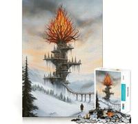 Rompecabezas de 1000 Piezas Ciudad del Árbol Ardiente con Bordes Finos,Ideal para desarrollar la Mente,Relajarse y Disfrutar de la Navidad Regalo artístico (38x52cm)