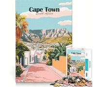 Rompecabezas de 1000 Piezas Ciudad del Cabo Sudáfrica Póster de Viaje Bordes Finos Artesanía Desarrollo Mental Juego Relajante Arte (38x26cm)