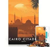 Rompecabezas de 1000 Piezas Ciudadela de El Cairo al Atardecer,Corte Premium,Juguete para ejercitar la Mente,diversión y Paz,Regalo de cumpleaños (38x26cm)