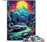 Rompecabezas de 1000 Piezas Coche de neón en la Naturaleza para Adultos y Adolescentes, Juguetes educativos, Juegos antiestrés, Lista de Deseos con Papá Noel (50x75cm)