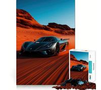 Rompecabezas de 1000 Piezas Coche Deportivo Koenigsegg Jesko Negro,conducción por el Desierto Juego de precisión,Desarrollo de Habilidades mentales,Juego para Momentos de Paz,decoración navideña