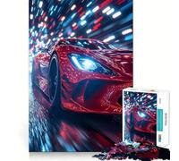 Rompecabezas de 1000 Piezas: Coche Deportivo Rojo conducción Nocturna para Adolescentes Juguete para desarrollar la lógica y la Capacidad de relajación Bordes Suaves Regalo de Primera Calidad