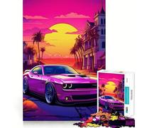 Rompecabezas de 1000 Piezas,Coches,Puesta de Sol,Corte Premium,Juguete para ejercitar la Mente,diversión y Paz,Regalo de cumpleaños (50x75cm)