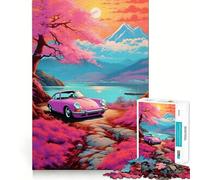 Rompecabezas de 1000 Piezas Coches Rosas al Atardecer para Adolescentes Ideal para estimular la Memoria, para el hogar y para armar Un Regalo Encantador (38x26cm)