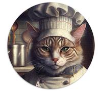 Rompecabezas de 1000 Piezas Cocinero Gato, Rompecabezas Redondo de 1000 Piezas para Adultos, Juego Interactivo Familiar, decoración del hogar, Regalo de desafío Mental, 67,5 x 67,5 cm
