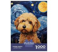 Rompecabezas De 1000 Piezas Cockapoo Starry Night Dog Rompecabezas para Adultos Juego De Ingenio Difícil Difícil Único Cumpleaños Y Regalos 70x50cm/1000pcs