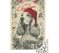 Rompecabezas De 1000 Piezas - Cocker Spaniel Christmas Card Rompecabezas para Adultos Juguetes De Bricolaje Oferta De Decoración Perfecta como Regalos para Toda La Familia 52x38cm/1000pcs