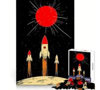 Rompecabezas de 1000 Piezas Cohetes Retro Lanzamiento hacia Sol Rojo para Adultos Juguete Intelectual Diversión Relajante Corte Preciso (50x75cm)