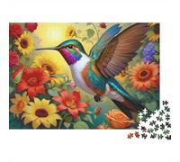 Rompecabezas de 1000 Piezas: Colibrí Volando Entre Flores, Jardín de Girasoles, Juego Educativo para Adultos, Decoración del hogar, Difícil, Reto, Regalos de cumpleaños, 70x50cm/1000 Piezas