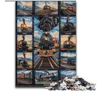 Rompecabezas de 1000 Piezas Collage de Trenes para Adultos y Adolescentes Juego desafiante y Familiar para interactuar Entre Padres e Hijos 26x38cm