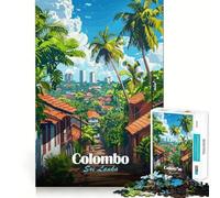Rompecabezas de 1000 Piezas Colombo,Sri Lanka Póster de Viaje Corte Impecable Diversión para Resolver Problemas Juego Divertido Juego Gratuito Regalo de Arte navideño (38x26cm)