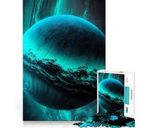 Rompecabezas de 1000 Piezas, Color Turquesa, con diseño del Planeta Urano Diseño Limpio y Decorativo Juego para ejercitar la Mente Regalo Ideal para Relajarse y Disfrutar en cumpleaños (38x52cm)