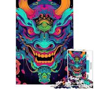 Rompecabezas de 1000 Piezas Color Turquesa neón diseño Oni Yokai Ideal para Adultos y para Disfrutar en Familia cumpleaños y Navidad (tamaño 38x52cm)