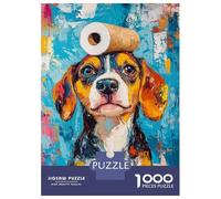 Rompecabezas De 1000 Piezas Colorful Beagle with Roll Rompecabezas para Adultos Juego De Ingenio Análisis Y Lógica Cumpleaños 52x38cm/1000pcs