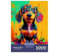 Rompecabezas De 1000 Piezas Colorful Dachshund Puppy Rompecabezas para Adultos Juegos Relajantes Decoración del Hogar Cumpleaños Y Navidad 38x26cm/1000pcs