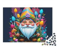 Rompecabezas de 1000 Piezas Colorful Goblin Art, Gnomo de jardín caprichoso con Setas, Juego Educativo para Adultos, Hermoso desafío Decorativo, cumpleaños 38x26cm