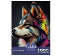 Rompecabezas De 1000 Piezas Colorful Husky Dog Animals Rompecabezas para Adultos Juego Familiar Mejora La Memoria Oferta como Regalo para Toda La Familia 38x26cm/1000pcs