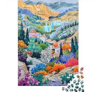 Rompecabezas De 1000 Piezas Colorful Mediterranean Village Scene -1 Rompecabezas para Adultos Juguete Decoración De Pared Regalo De Cumpleaños Cumpleaños Y Navidad 70x50cm/1000pcs