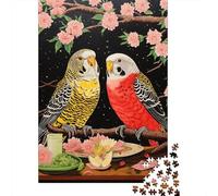 Rompecabezas De 1000 Piezas Colorful Parrots with Flowers-2 Rompecabezas para Adultos Juguete Decoración De Pared Regalo De Cumpleaños Cumpleaños Y Navidad 38x26cm/1000pcs