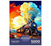 Rompecabezas De 1000 Piezas Colorful Steam Train Landscape Rompecabezas para Adultos Juegos Relajantes Decoración del Hogar Cumpleaños Y Navidad 38x26cm/1000pcs