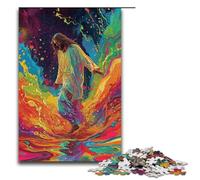 Rompecabezas de 1000 Piezas Colorido psicodélico Jesús Caminando sobre el Agua Rompecabezas para Adultos Juego Familiar de Madera 75 x 50 cm