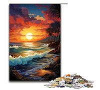 Rompecabezas de 1000 Piezas Colorido y fantástico Atardecer en la Playa Rompecabezas de Madera para Adultos Juego Familiar 1000 Piezas (75 x 50 cm)