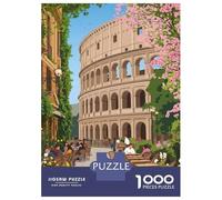 Rompecabezas De 1000 Piezas Colosseum Cafe Scene in Rome Rompecabezas para Adultos Juego Práctico Vacaciones En Casa Matar El Tiempo Cumpleaños 38x26cm/1000pcs